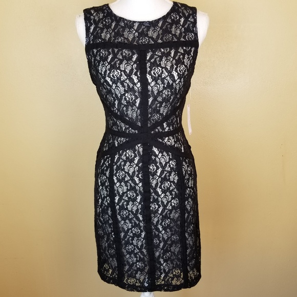 Bisou Bisou Dresses & Skirts - NWT Bisou Bisou Black Nude Lace Midi Dress 6